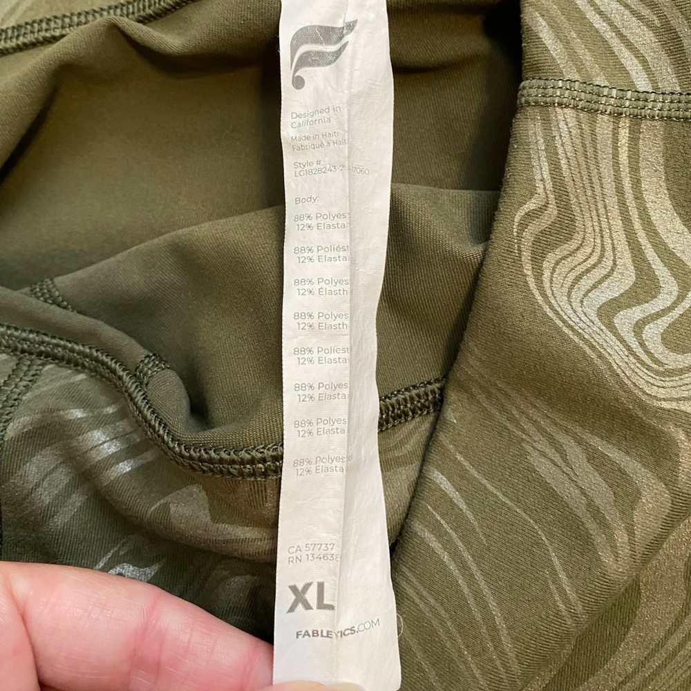 Fabletics Powerhold Olive Green Marble Swirl Print Crop Leggings Women XLarge XL - Picture 6 of 7